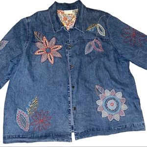 Alfred Dunner Denim Jean Embroidered Jacket 22W